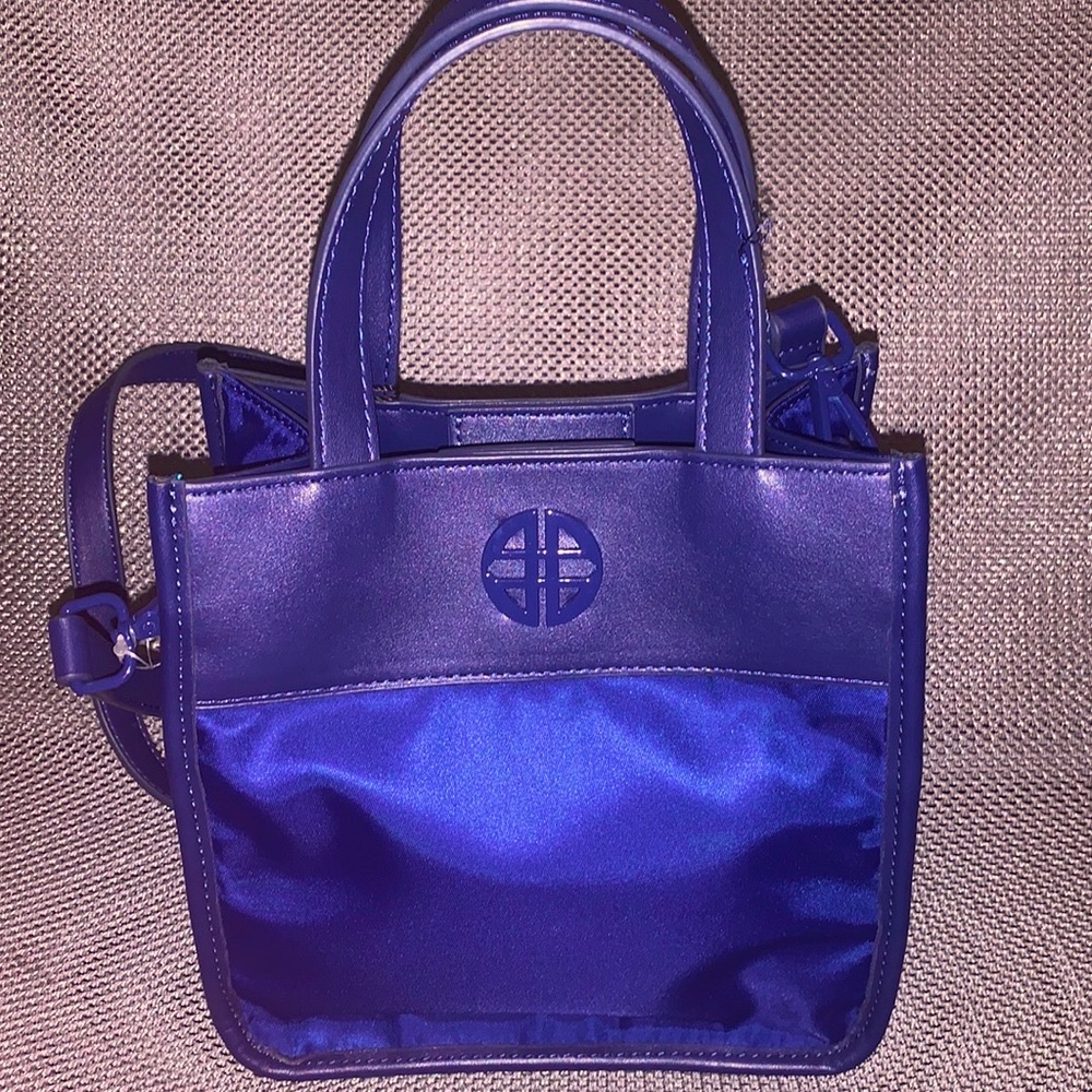 Antonio Melani Navy Nylon Satchel Purse